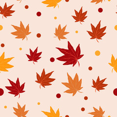 Autumn pattern with leaves in warm colors