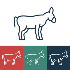 Vector linear icon with donkey