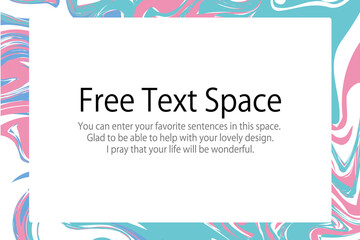 青緑とピンクのマーブリングデザイン背景、テキストフレーム