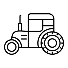 Tractor Vector Outline Icon Isolated On White Background