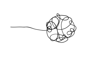 Vector random chaotic lines isolated on white background.