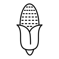 Corn Vector Outline Icon Isolated On White Background