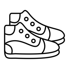 Boots Vector Outline Icon Isolated On White Background