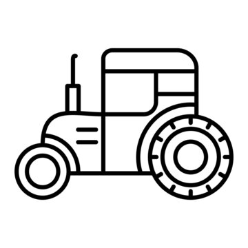 Tractor Vector Outline Icon Isolated On White Background