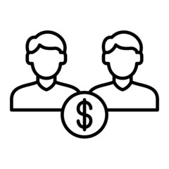 Joint Account Vector Outline Icon Isolated On White Background