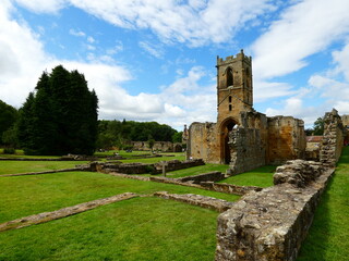Fototapeta na wymiar Mount Grace Priory on a sunny day, North Yorkshire, England, UK