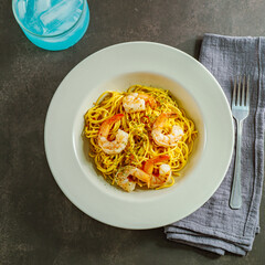 Spaghetti seafood pasta with shrimp