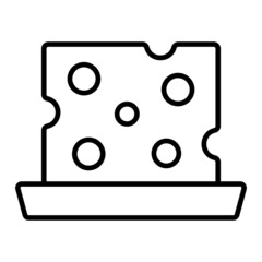 Cheese Vector Outline Icon Isolated On White Background