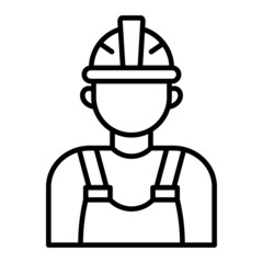 Worker Vector Outline Icon Isolated On White Background