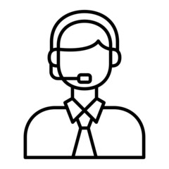 Flight Dispatcher Vector Outline Icon Isolated On White Background