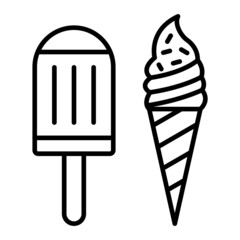 Ice cream Vector Outline Icon Isolated On White Background