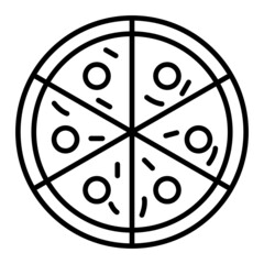 Pizza Vector Outline Icon Isolated On White Background