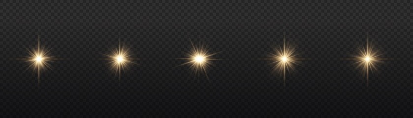 Star burst with light, yellow sun rays. 