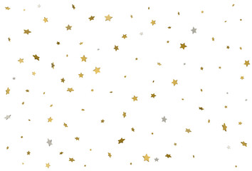 Gold star background. 3d golden stars confetti. Vector