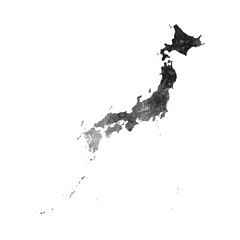Naklejka premium Old abstract grunge map of Japan with ancient map and letters on white background. Vector EPS 10.