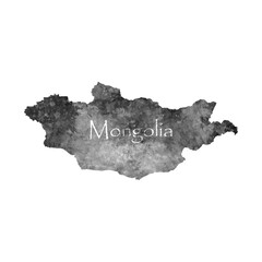 Old abstract grunge map of Mongolia with ancient map and letters on white background. Vector EPS 10.