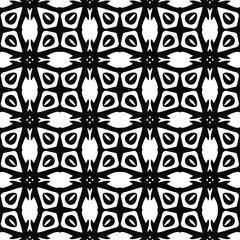 Flower geometric pattern. Seamless vector background. White and black ornament. Ornament for fabric, wallpaper, packaging. Decorative print