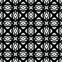 Flower geometric pattern. Seamless vector background. White and black ornament. Ornament for fabric, wallpaper, packaging. Decorative print