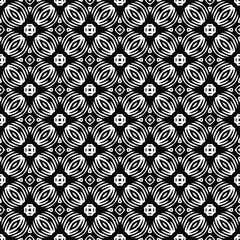 Flower geometric pattern. Seamless vector background. White and black ornament. Ornament for fabric, wallpaper, packaging. Decorative print