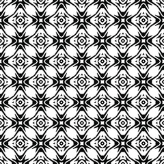 Flower geometric pattern. Seamless vector background. White and black ornament. Ornament for fabric, wallpaper, packaging. Decorative print