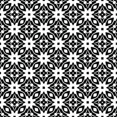Flower geometric pattern. Seamless vector background. White and black ornament. Ornament for fabric, wallpaper, packaging. Decorative print