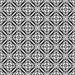 Flower geometric pattern. Seamless vector background. White and black ornament. Ornament for fabric, wallpaper, packaging. Decorative print