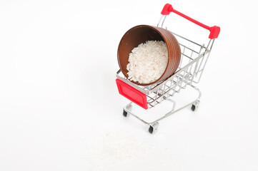 Round rice on white background Chinese food 