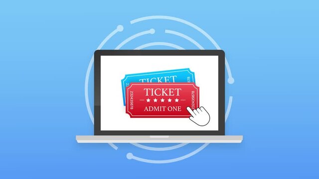 Get your ticket online. Cinema movie ticket online order concept. Motion graphics