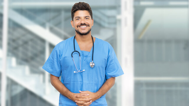 Hispanic male nurse with beard