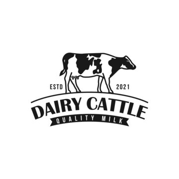Dairy cattle logo design vector illustration