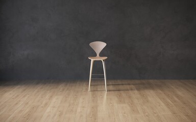 3d visualization of a restaurant chair in a minimalist interior. 3d rendering copy space, cg render