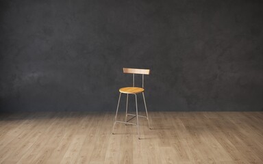 3d visualization of a restaurant chair in a minimalist interior. 3d rendering copy space, cg render