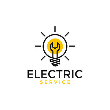 Smart electric bulb service logo design vector icon illustration