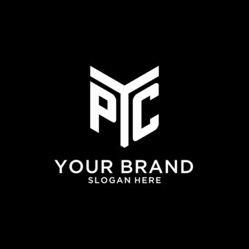 PC mirror initial logo, creative bold monogram initial design style