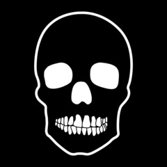 Human skull skeleton on black background. Vector illustration.
