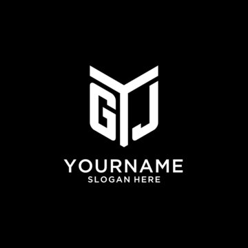 GJ mirror initial logo, creative bold monogram initial design style
