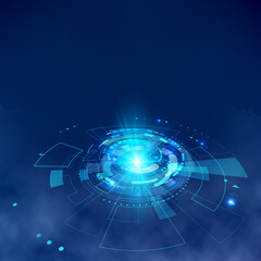 Futuristic HUD elements with fog effect. Hologram UI elements virtual reality. Sci fi futuristic User Interface. Abstract hi-tech circle. Vector