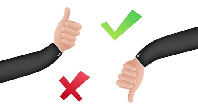 Yes and No thumb up. Feedback concept. Positive feedback concept. Choice button icon. Motion graphics