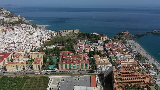 Aerial view of resorts and coast in Almunecar, Spain