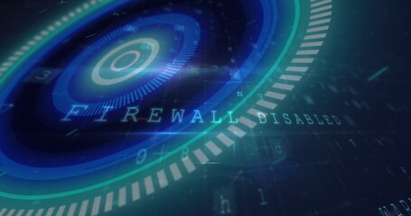 Image of scope scanning and cyber attack warning text on grid in background