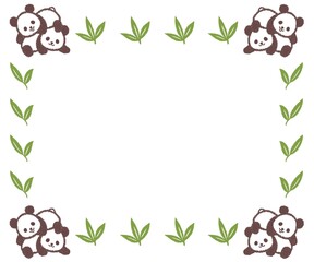 じゃれ合う双子の子供パンダのフレーム
