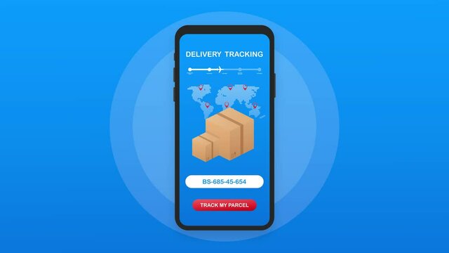Parcel tracking website. Online package tracking. Motion graphics