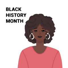 Black history month celebration. Cute african woman isolated vector illustration for web backgrounds, banners, posters.
