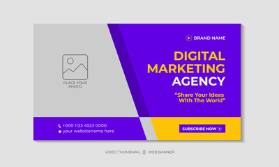 Editable corporate business video thumbnail or web banner for social media marketing