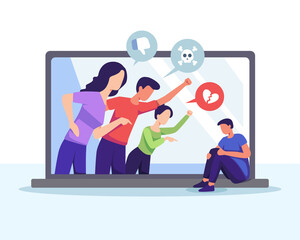 Cyberbullying in social networks and online abuse concept