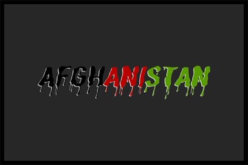 Afghanistan typography text. Afghanistan flag color on typography. 