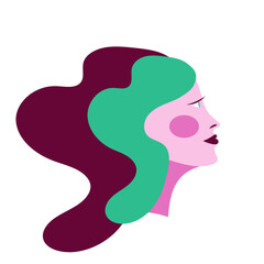 girl with green eyes and green and burgundy hair and blush