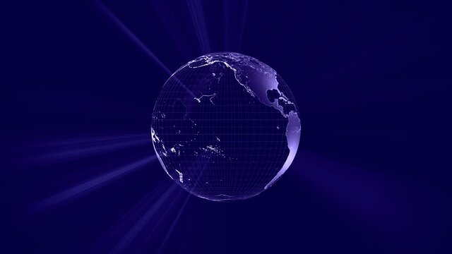 Earth and outer space, rays of light - 3D 4k animation. Elements of this image furnished by NASA