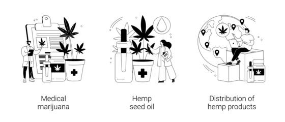 Medical cannabis abstract concept vector illustrations.