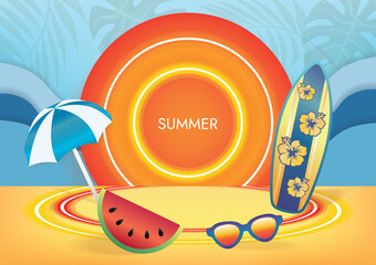 special summer sale podium vector art background 